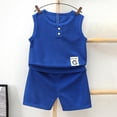 thumbnail image 4 of Fesfesfes Toddler Boy Clothe Fashion Boy and Girls Casual Sleeveless Tops Round Neck Collar Botton Printed Short Pants Sets, 4 of 9
