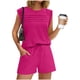 thumbnail image 5 of Mujeres de Color Sólido Manga Corta Delantera Plisada Cuello Redondo Y Pantalones Cortos para Yoga, Correr, Entrenamiento, Fitness Y Uso Diario, 5 of 8