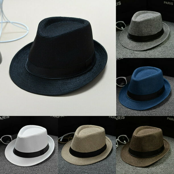 Canis - Canis Classic Mens Women Straw Fedora Hat Wide Brim Panama Hat ...