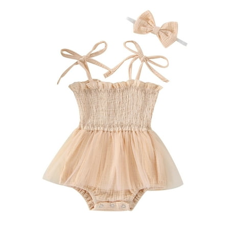 

Imcute Infant Girls Casual Romper with Headdress Floral Tie-up Off-the-shoulder Jumpsuit