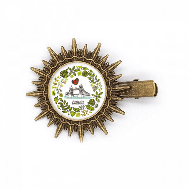 Tower Bridge London England Illustration Hairpin Sun Headwear Retro Metal Clips Pin