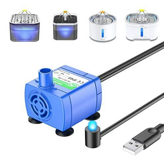 Cat Water Fountain Replacement Pump,Upgraded Cat Fountain Pump,Extremely Quiet,6 ft Power Cable with USB Port