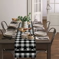 thumbnail image 4 of Table Runner Dresser Scarves 72 Inch Long, Black and White Buffalo Plaid Grid Linen Dining Table Runners Rustic Star Pattern on Checker Tabletop Scarf for Wedding Holiday Party Kitchen, 4 of 7