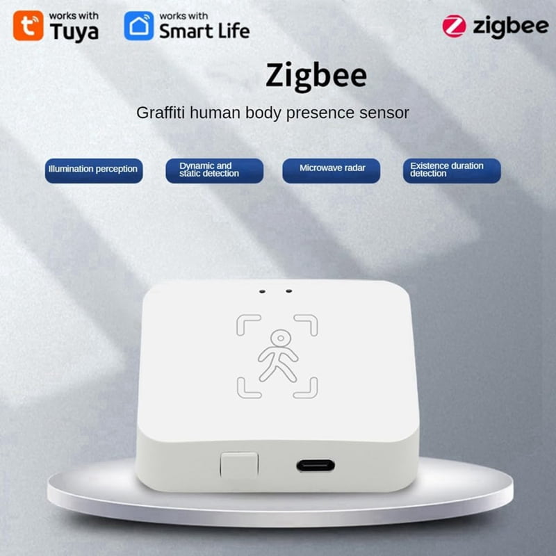 Tuya Zigbee Human Presence Detector with Holder Smart Human Body PIR Sensor Radar Microwave Motion Sensor+Zigbee Hub
