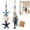 Starfish+fish, variant on Lighted Coastal Wooden Starfish & Fish Hanging Decor, Coastal Nautical Beachy Wall Art Hanging, Mediterranean Ocean Theme Bathroom Pendant with Warm LED for Bathroom Porch House Restaurant Door