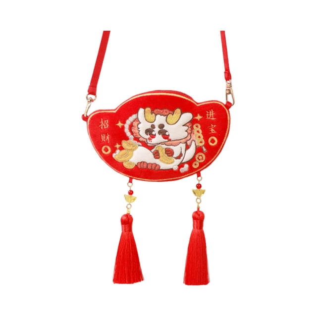 Bolso de hombro con dragón bordado: diseño tradicional y creativo para el Festival de Primavera
