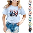 thumbnail image 5 of Tfken Summer Girls Tshirts Print Short Sleeve Crew Neck Tops For Independence Day Trendy Children Soft Tops White Size 6-7 Years, 5 of 5