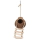 thumbnail image 5 of Casa colgante de coco natural para loros con escalera, jaula para hámster, columpio, nido de juguete, cáscara de coco peluda con escalera, 5 of 14