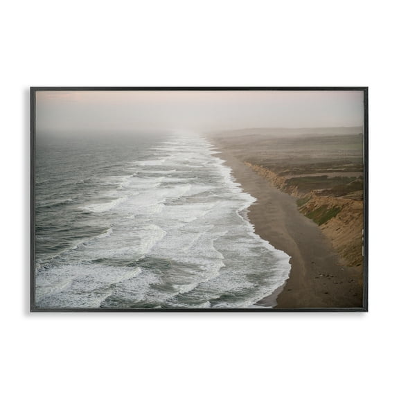 Stupell Industries Point Reyes Receding Shoreline Nautical & Beach Photography Black Framed Art Print Wall Art, 18 x 12
