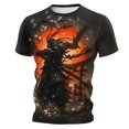 thumbnail image 5 of Men Japanese Samurai Dragon Graphic Crew Neck T-Shirt, Loose Fit Short Sleeve Cool Oriental Print Basic Tee Summer Street Casual Daily Tops(Orange2,XL), 5 of 5