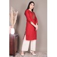 thumbnail image 4 of Red Solid Straight Rayon Kurta, 4 of 6