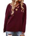 thumbnail image 2 of Pntutb Mujer Casual Moda Sólido Hollow Out Pullover Manga larga Cuello en V Suéter Pntutb Pntutb-2917, 2 of 8
