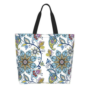 Rocae Flowers and Butterflies for Big Capacity Shoulder Bag with Pockets,Tote Bag for Women Handbag