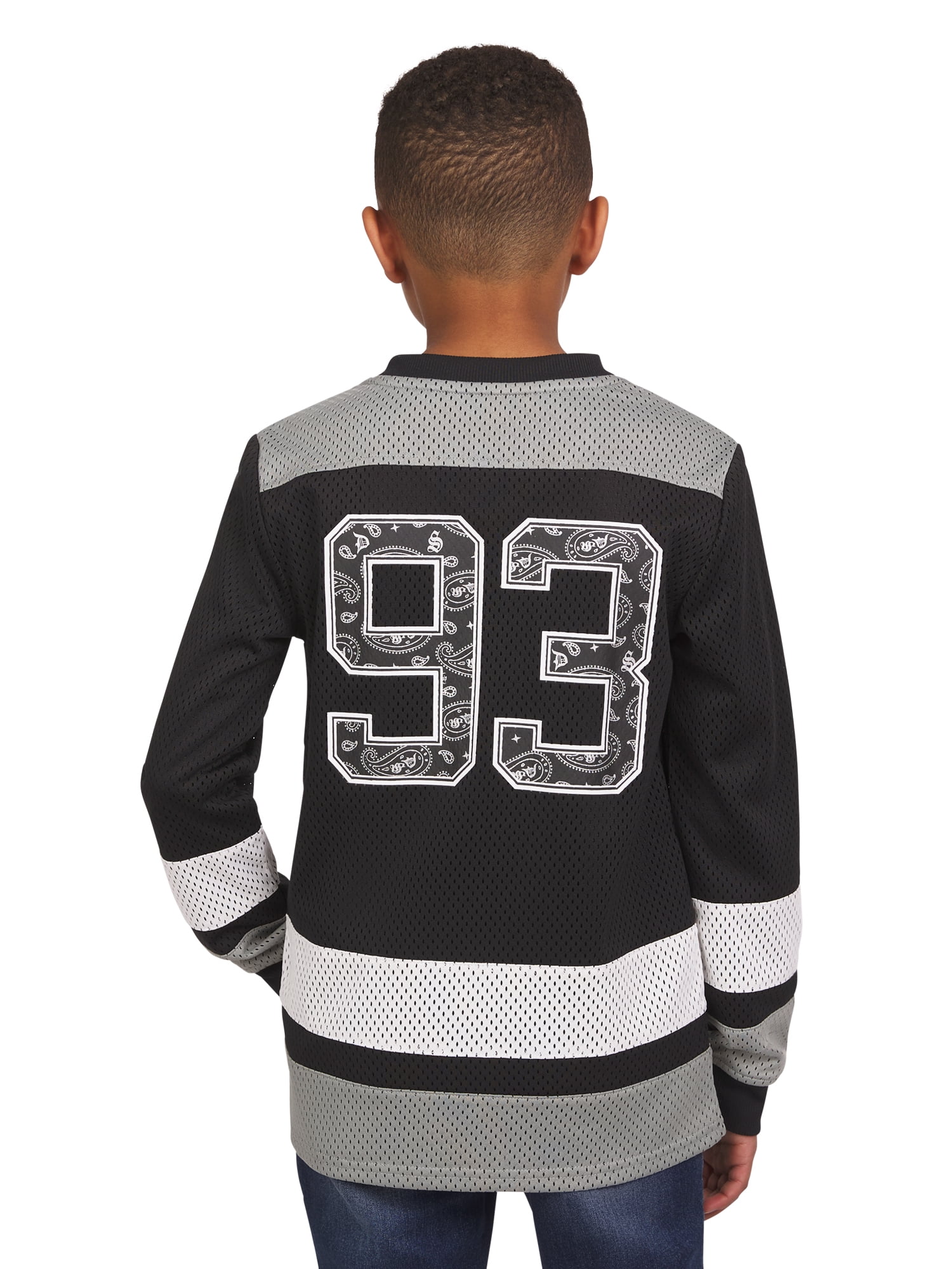 Dogg Supply by Snoop Dogg Boys' Long Sleeve V-Neck Mesh Hockey Jersey, Sizes 4-18