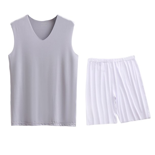 Conjunto Deportivo de los Hombres, Moda Casual de Color Sólido Cuello en V sin Mangas de Elasticidad Superior para el Desgaste Al Aire Libre, Traje Atlético de Humedad