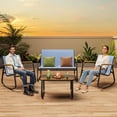 thumbnail image 6 of Noelse Patio Furniture Set, 4 Piece Textilene Conversation Set with 2 Rocking Chairs and Coffee Table, Perfect for Lawn, Garden, Poolside, Light Blue, 6 of 10