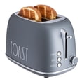 thumbnail image 1 of Rae Dunn tostador de pan redondeada retro, tostador de acero inoxidable de 2 rebanadas con bandeja extraíble para migas, ranura ancha con 6 niveles de dorado, bagel, opciones de descongelación y, 1 of 5