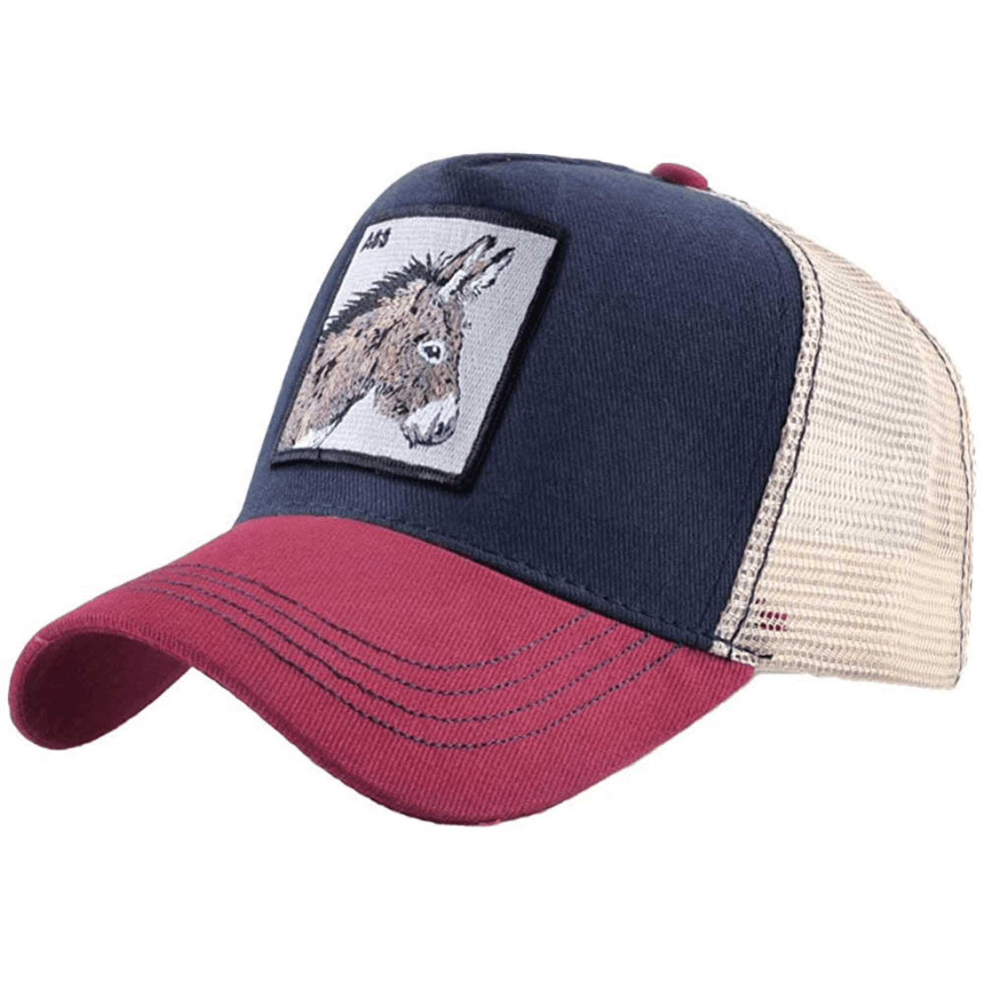 Unisex Animal Mesh Trucker Hat Snapback Embroidered Patch Baseball Caps, LV-RD1  