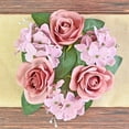 thumbnail image 5 of Artificial Rose Embroidery Ball Flower 3 Inches Candle Rings Wreaths Center Eucalyptus Leaves Wreaths Small Boho Wreath Pillar Candle Holder for Easter Wedding Home Door Tabletop Decoration, 5 of 6