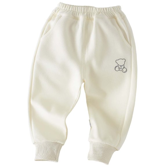 Odeerbi Toddler Boys Girls Jogger Pants Solid Color Cotton Sweatpants Children's Spring Fall New Sports Pants Printed Pants Beige