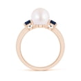 thumbnail image 2 of ANGARA Japanese Akoya Cultured Pearl & Blue Sapphire Engagement Ring in 14K Rose Gold for Women | June Birthstone, Birthday, Anniversary, Jewelry Gift for Women | Pearl Ring, 2 of 9