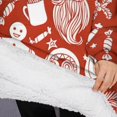 thumbnail image 3 of Oversized Wearable Blanket Hoodie,Red Christmas Pattern Sherpa Blanket Hoodie with Super Pockets,Super Warm Fuzzy Pullover for Women & Men, 3 of 6