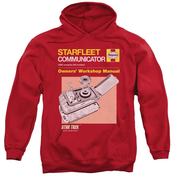 Star Trek Comm Manual Adult Pullover Hoodie Sweatshirt Red
