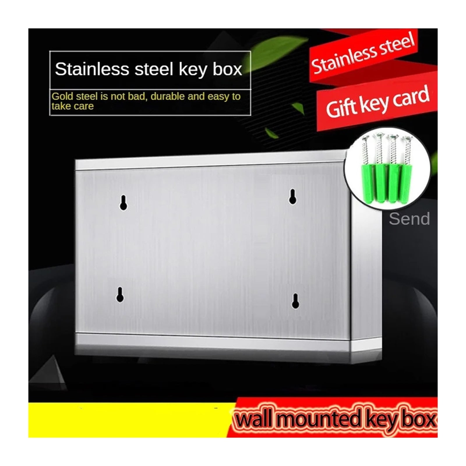 Stainless Steel Home Key Safe Storage Cabinet Storage Key Box Wall-Mounted ,House, Apartment, Office Key Storage