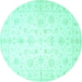 thumbnail image 1 of Ahgly Company Indoor Round Oriental Turquoise Blue Traditional Area Rugs, 5' Round, 1 of 4