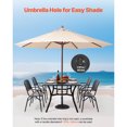 thumbnail image 5 of KFFKFF Outdoor Patio Dining Table, 59-inch Rectangular Metal Steel Slat Design for 4-6 People, Featuring 1.5-inch Umbrella Hole, Durable Furniture for Lawn, Garden, Porch, and Backyard, Black, 5 of 9