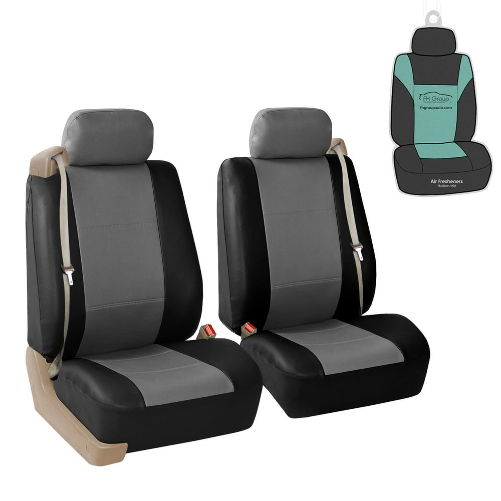 FH Group Builtin Seat Belt PU Leather Front Set Seat Covers with Bonus