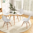 thumbnail image 2 of Costway 5 PCS Dining Table Set for 4 Persons Modern Round Table & 4 Chairs with Wood Leg White, 2 of 8
