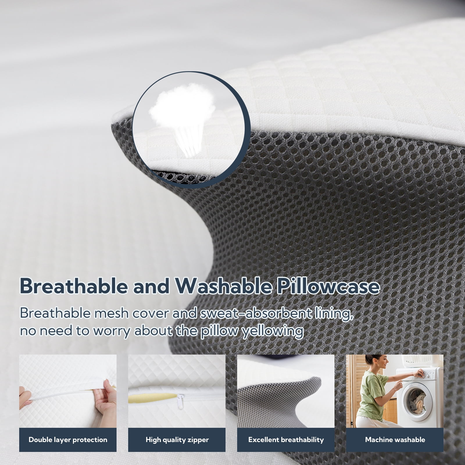 Blinddarm Cervical Pillow for Neck Pain Relief, Ergonomic Memory Foam Pillow Contour Bed Pillow for Side Back Sleepers, 2 Pack
