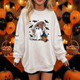 thumbnail image 3 of DJDLJWCJ Girls Halloween Fleece Sweatshirt Long Sleeve Crew Neck Oversized Graphic Pullover Kids Fall Casual Halloween Sweatshirts White Size 11, 3 of 7
