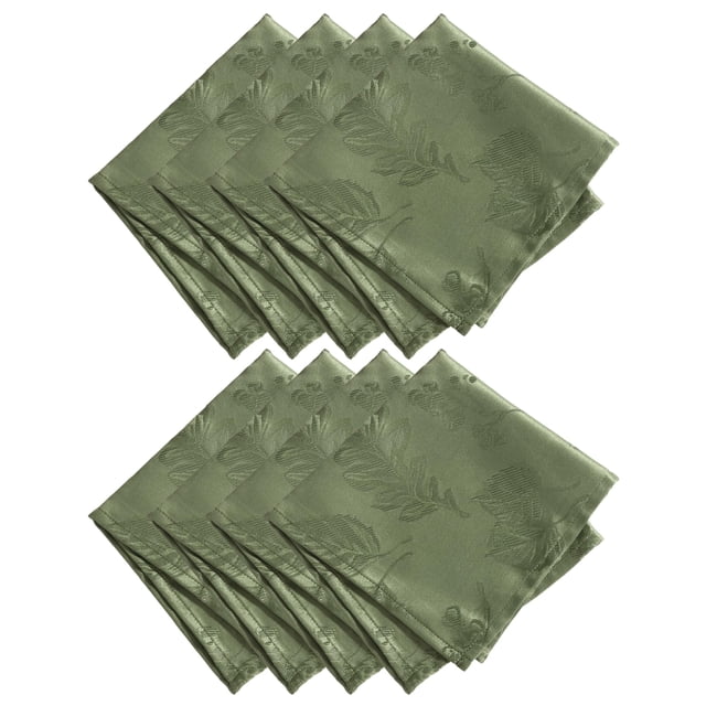 Elrene Home Fashions Juego De Servilletas De Tela De Damasco Jacquard Con Hojas Tejidas Elegantes Para Otoño/Cosecha/Acción De Gracias, 17" X 17", Paquete De 8, Color Oliva