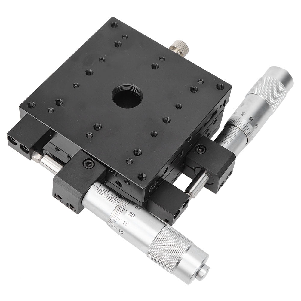 Manual XY linear table, 80 * 80 * 40 mm manual micrometer sliding table, precision trimming platform, cross roller XY linear position table, for precision inspection, device positioning etc