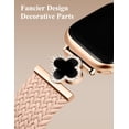thumbnail image 3 of Wearlizer Braided Magnetic Band Compatible with Apple Watch 38/40/41/42/44/45/46/49mm, Stretchy Nylon iWatch Band with Clover Charm, Elastic Woven Strap for iWatch Series 11 10 9 8 7-1 SE Ultra, 3 of 7