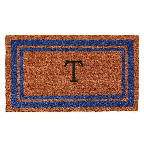 Calloway Mills Blue Border 24" x 36" Monogram Outdoor Doormat (Letter T)