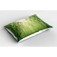 thumbnail image 2 of Ambesonne Green Pillow Sham 2 Pack, Exotic Trees in Forest Theme, 26"x20", Green, 2 of 3
