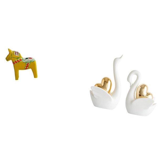 Elegantes Figuras De Caballo Y Cisne Dalecarlian, Escultura Animal única Y Adorno De Mesa Para Estantería, Entrada, Armario Y Decoración Del Hogar.