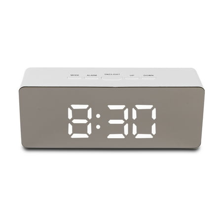 Alarm Clock Large Digital Led Display Portable Modern Battery Operated Mirror Clock Usb Powered Smart Snooze Multi Function Time Temperature White Walmart Canada