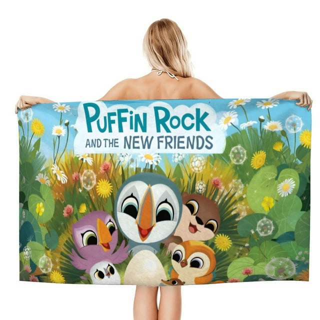 Roca Puffin Toalla de playa de secado rápido con diseño temático, regalo para mujeres y niñas, ideal para cumpleaños, fans, amantes de la música, uso en la playa o al aire libre, 78 × 180 cm