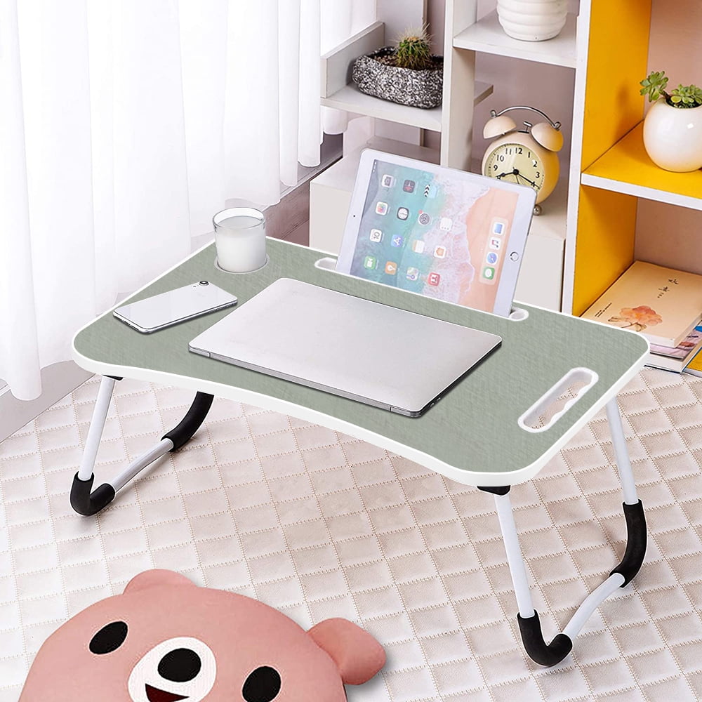 Details about   Folding Laptop Table,Laptop Stand for Bed Portable Lap Desk with Cup Holder 