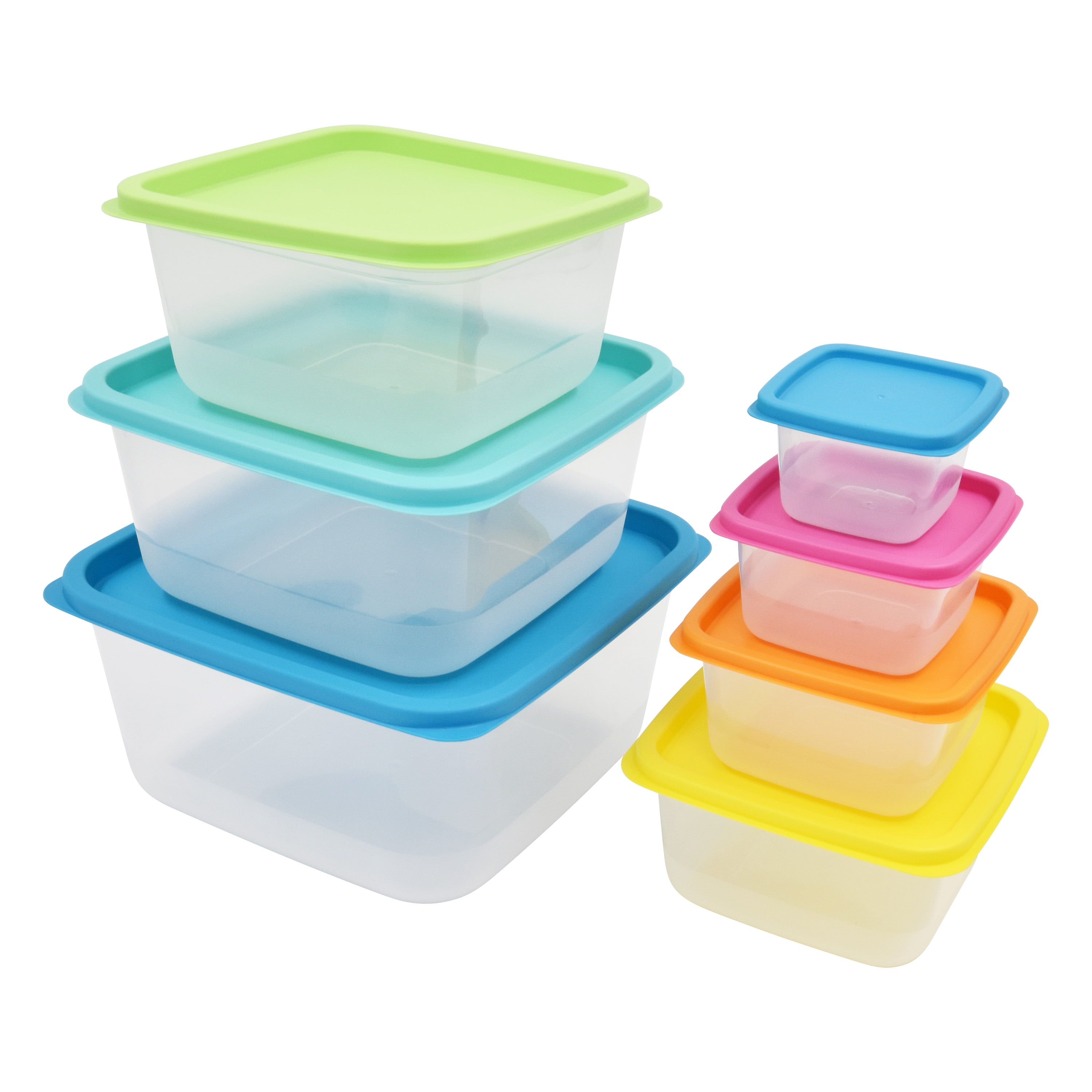 Mainstays Plastic Rainbow Food Storage Set Multi Color 14 Count