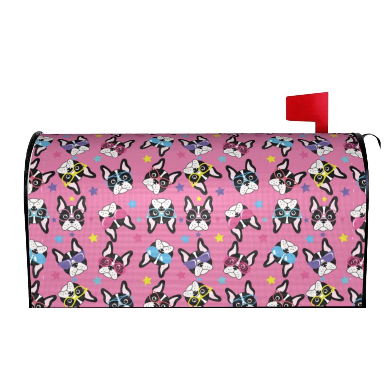 Xecao Colorful Cute French Bulldog for Mailbox Cover with Magnetic Strips, Waterproof and Sunscreen, Adds a Decorative Touch to Your Garden Yard.