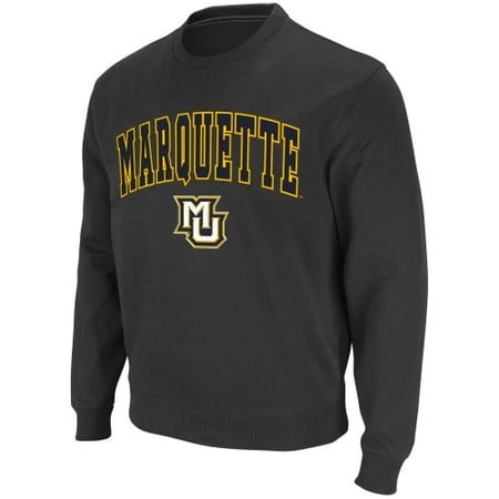 Stadium Crew Sweatshirt - Marquette Golden Eagles Stadium Athletic Arch & Logo Crew Pullover Sweatshirt - Charcoal