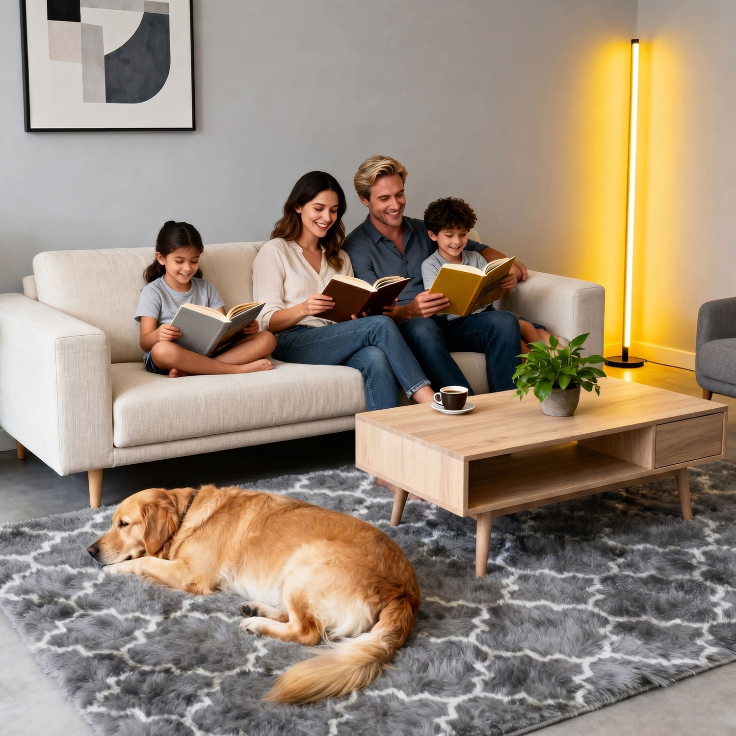 Pentantan Shag Area Rug, 8ft x 10ft Geometric Soft Fluffy Rugs for Living Room Bedroom Indoor Carpet, Gray & White