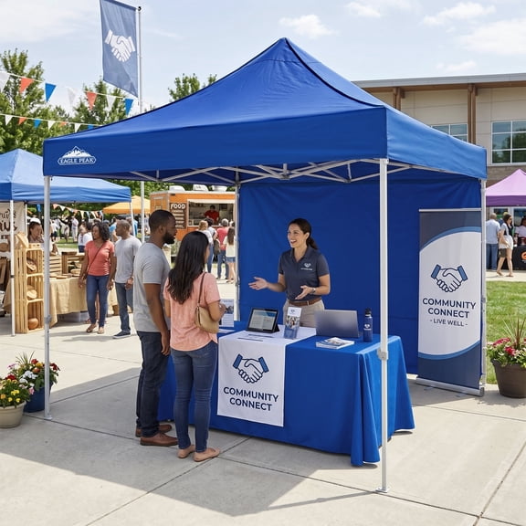 EAGLE PEAK 10' x 10' Pop-up and Instant Outdoor Commercial Canopy with one Sidewall,Blue