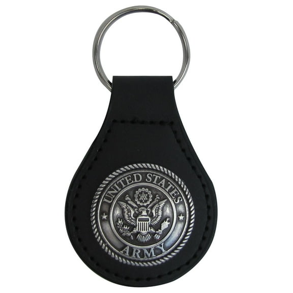 Silver US Army Seal Leather Car Keyfob Truck Key Ring Chain Fob Keyring Keychain