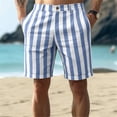 thumbnail image 2 of Domzle Mens Striped Casual Shorts Summer Beach Elastic Button Waist Dress Shorts with Pockets Sky Blue 2XL, 2 of 4